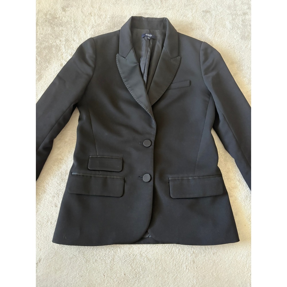 Madewell Black Blazer‎ Tuxedo Jacket Satin Trim Career Party Size 4